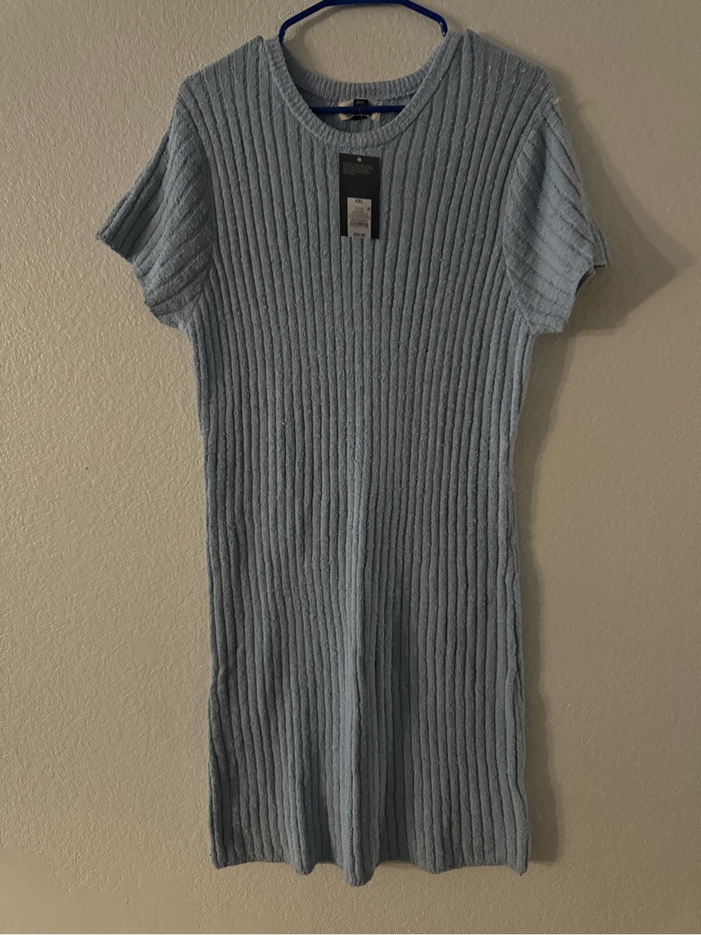 a new day Light Blue Ribbed Knit Midi Dress
